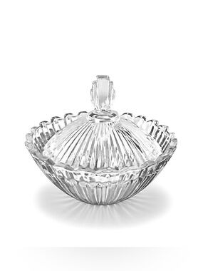 Vintage Mikasa Marquette Crystal Candy Dish Ribbed Art Deco Trinket Bowl 4.5”